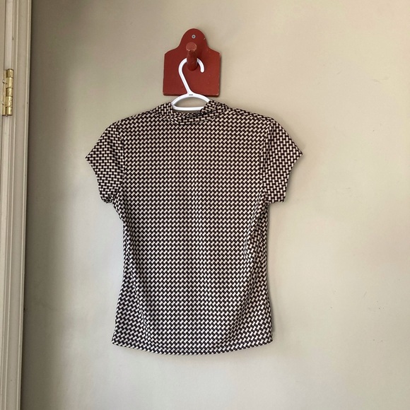 Vintage 90’s Old Navy Brown Patterned Collared Button Down Top S - Picture 5 of 6